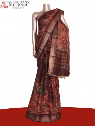 Pure Floral Tussar Silk Saree